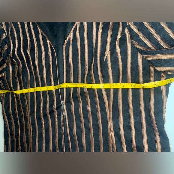 Vintage Bronze Gold Stripe Double Zip Blazer Plus Size - Picture 8 of 15